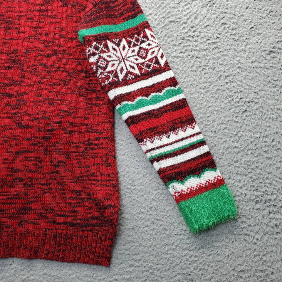 Ugly Christmas Sweater Womens Small Multicolor Rudolph Reindeer Snowflake Sequin