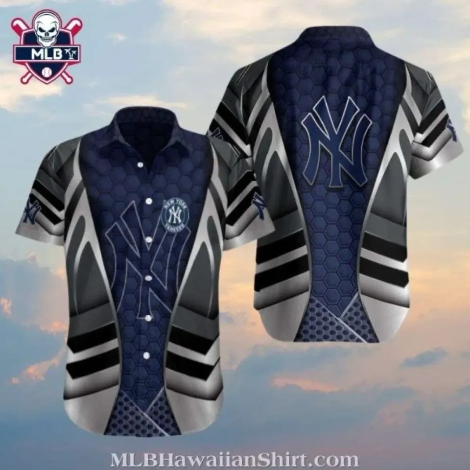 Sleek NY Yannkess Blue Hex Performance Hawaiian Shirt, Gift for Fan