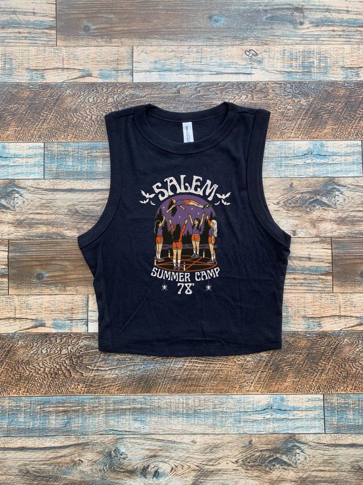 Salem Summer Camp 78 Crop Tank Halloween Baby Tee