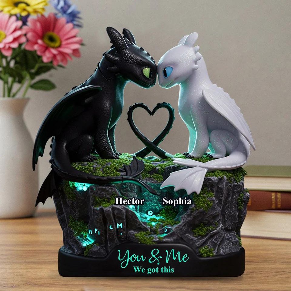 Personalized Dragon Couple Flat Acrylic Plaque, Magical Couple Anniversary Plaque, How To Train Decor Plate, Gift for Him Her