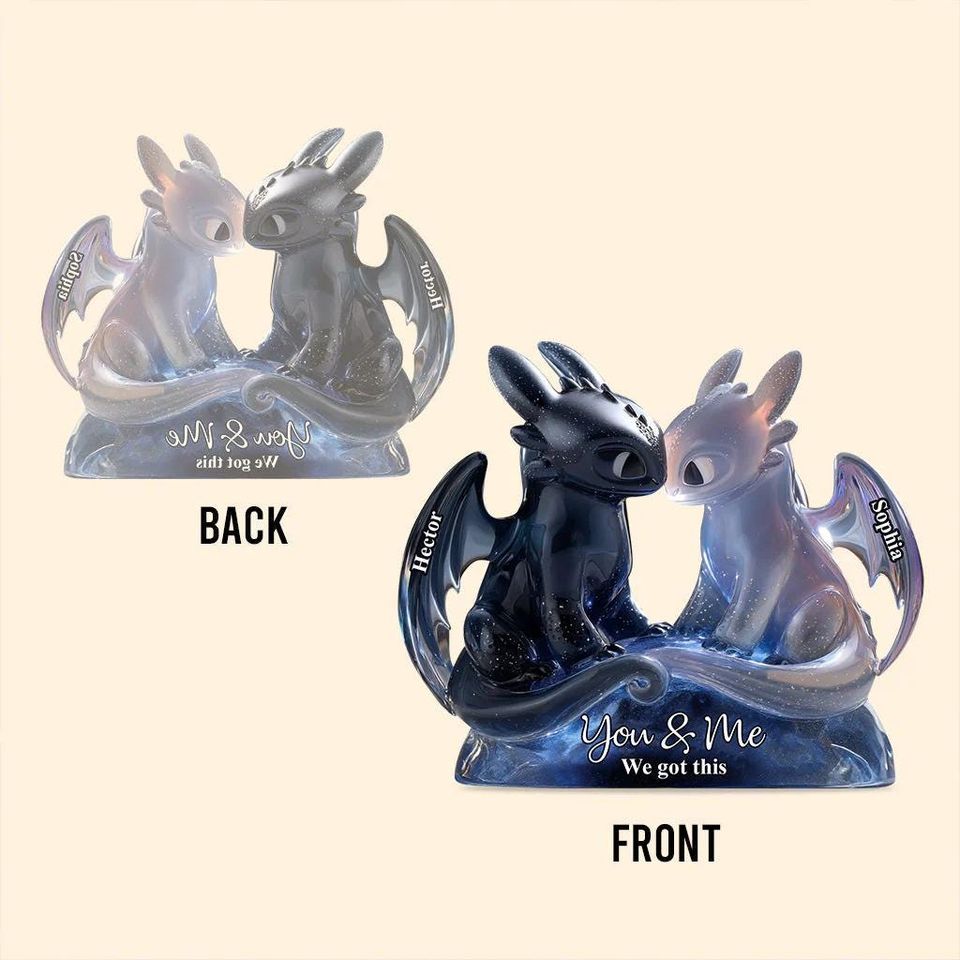 Personalized Dragon Couple Flat Acrylic Plaque, Magical Couple Anniversary Plaque, How To Train Decor Plate, Gift for Him Her