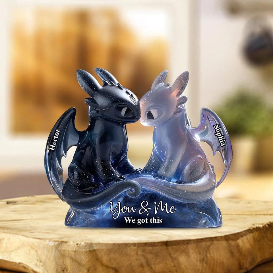 Personalized Dragon Couple Flat Acrylic Plaque, Magical Couple Anniversary Plaque, How To Train Decor Plate, Gift for Him Her