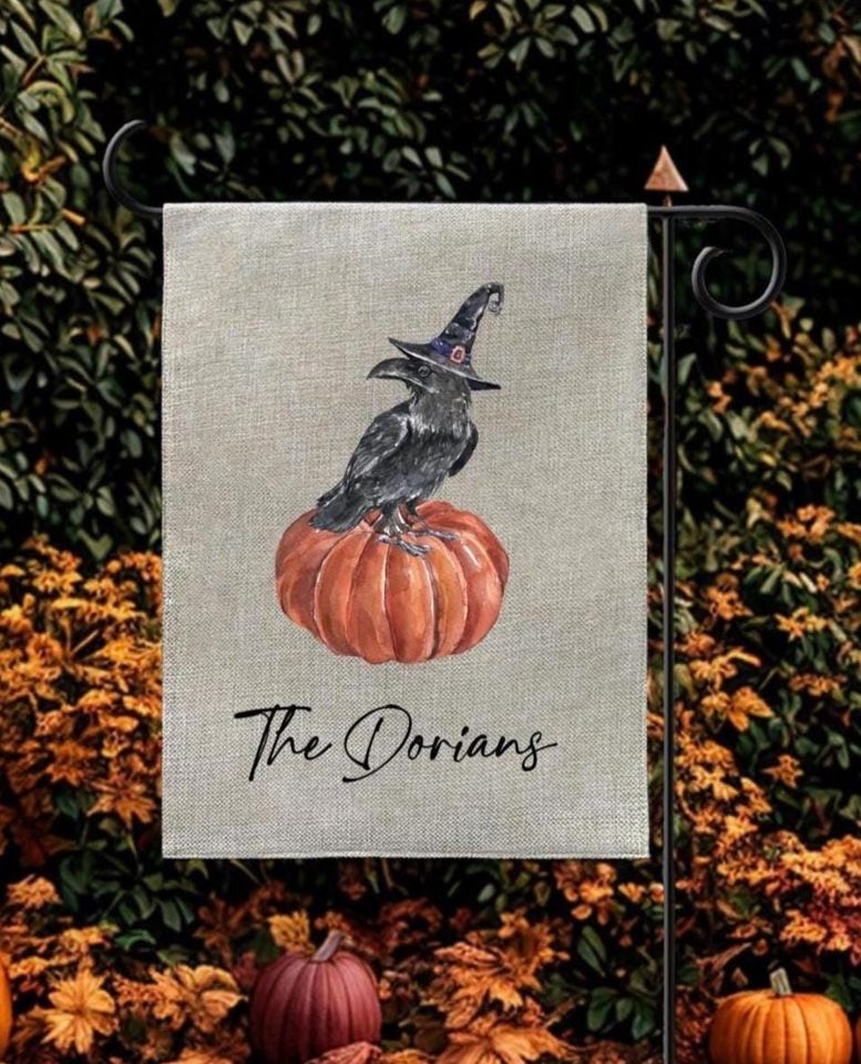 Personalized Halloween Garden Flag: Witch Boots, Custom Family Name