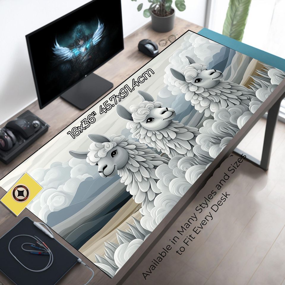 Kawaii Cloud Llamas Oversized Mouse Pad