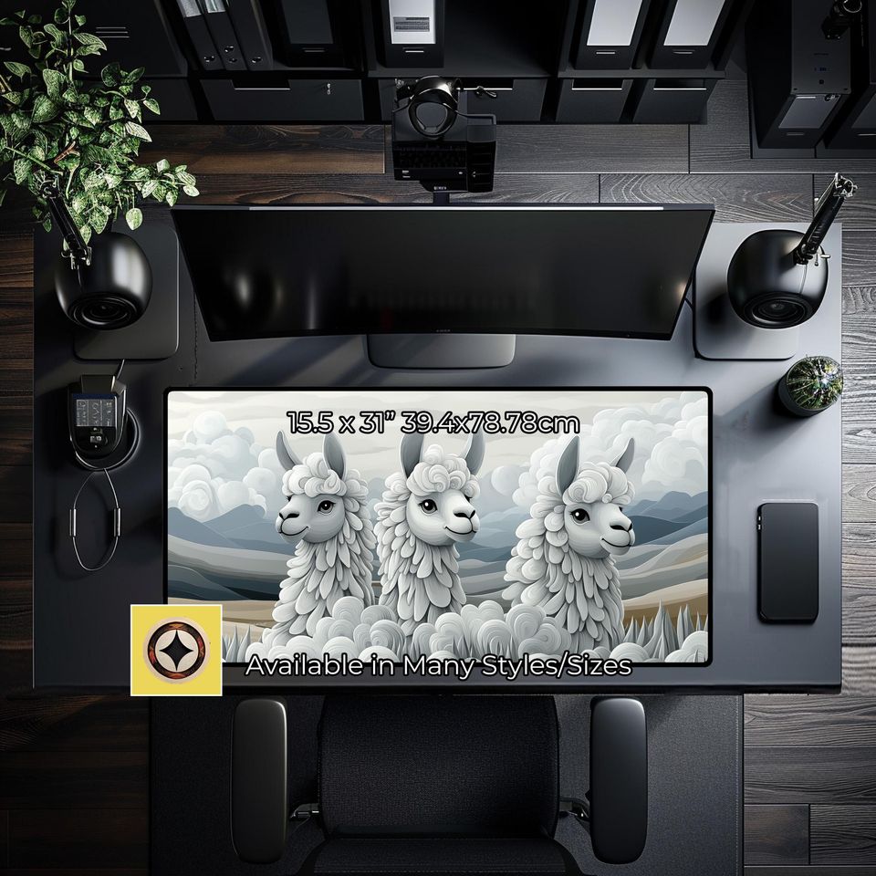 Kawaii Cloud Llamas Oversized Mouse Pad