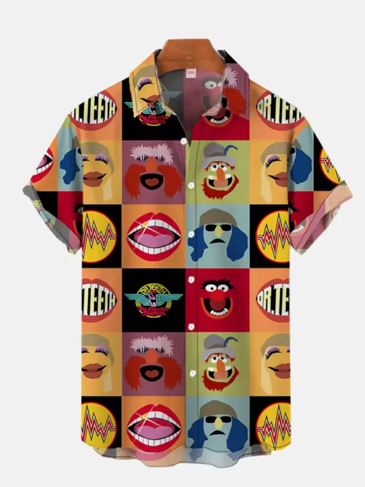 Men's Hawaiian Button-Down Shirt Abstract Modern Printed Casual Top