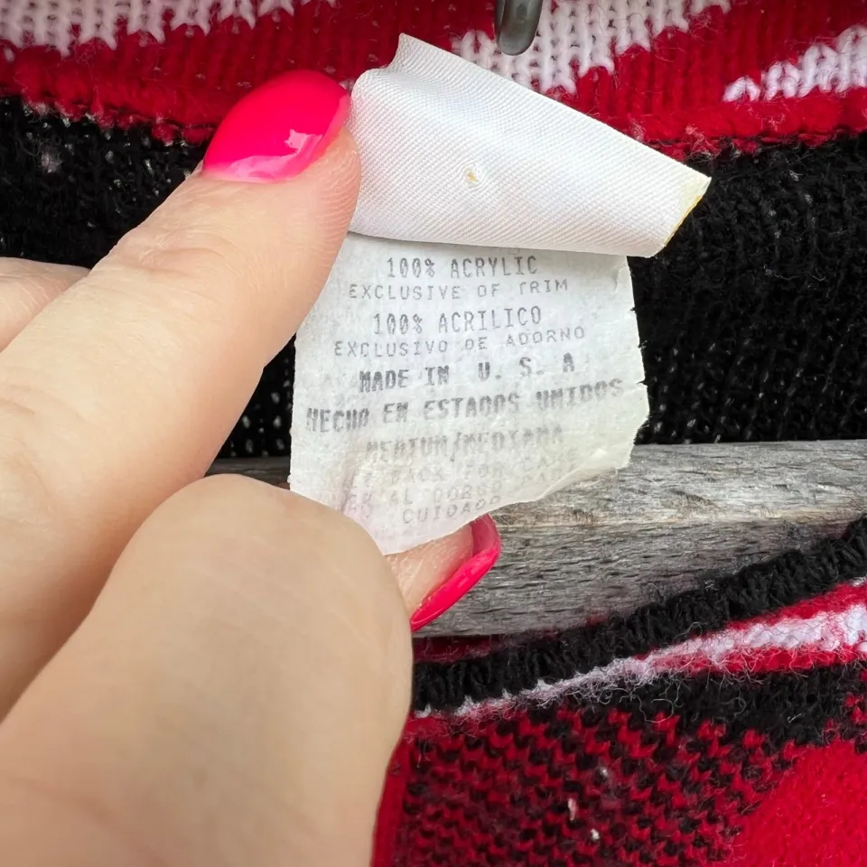 VTG 90s Teddy Bear Santa Clause Plaid Mock Neck Ugly Christmas Holiday Sweater M