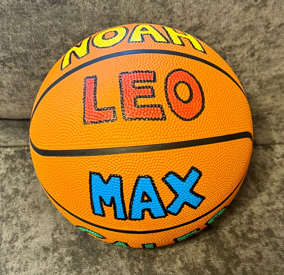 Custom Hand-Painted Basketball – Three Name Lines, Coach or Parent Gift