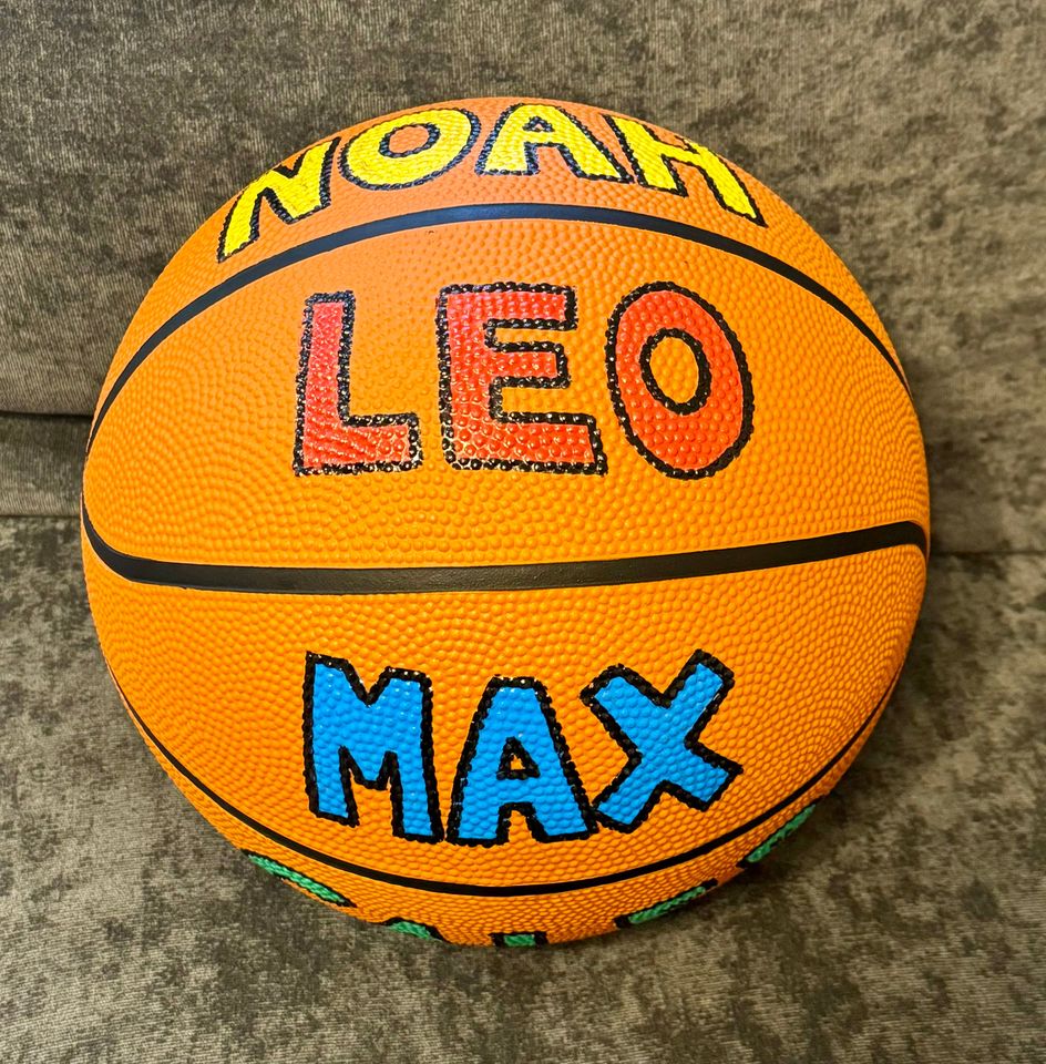Custom Hand-Painted Basketball – Three Name Lines, Coach or Parent Gift