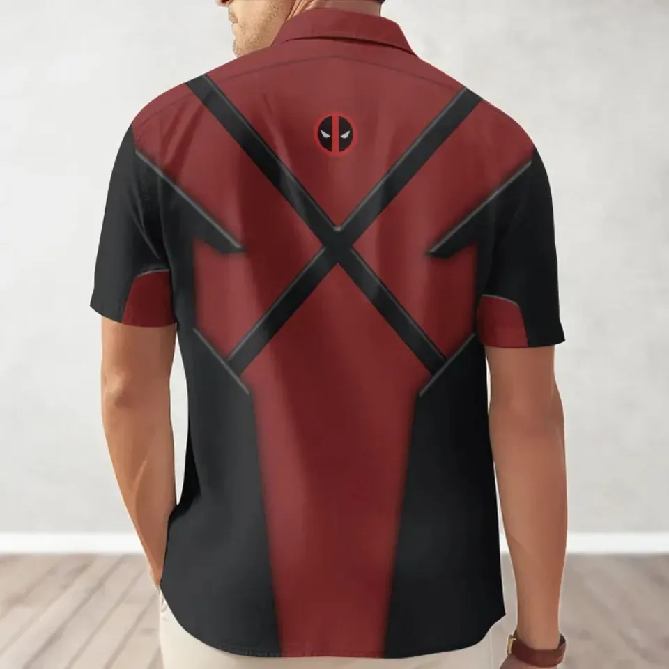 Disney Marvel Deadpool And Wolverine Deadpool Cosplay Halloween Hawaiian Shirt