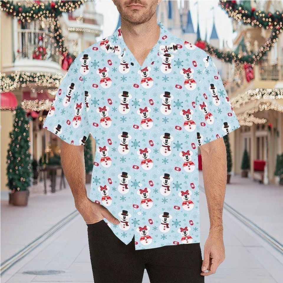 Mickey Snowman Hawaiian Shirt