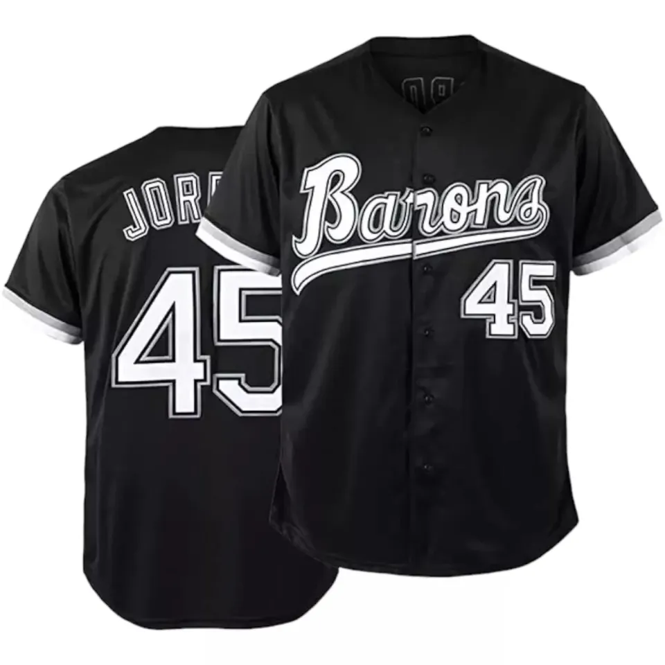 Tocament Birmingham Barons Michael Jordan 45 Baseball Jersey Black or White