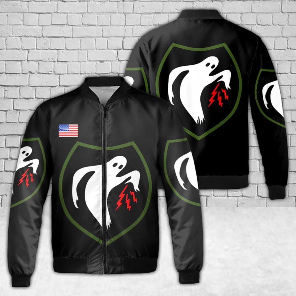 Tactical Military Bomber Jacket Ghost Shield Emblem Patriotic Veteran Gift