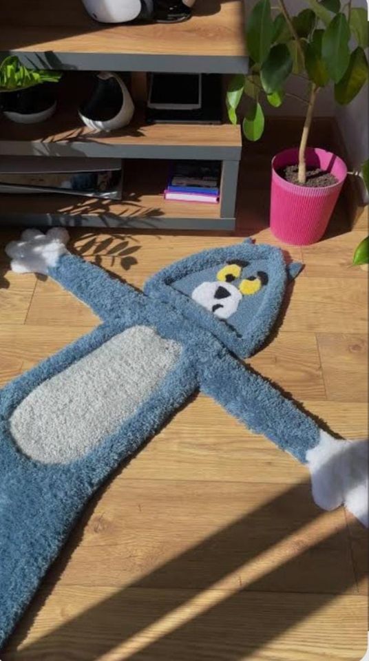 Tom Cat Cartoon Shaped Rug  3D fluffy tufted rug Soft Plush Kids Room Decor, Playroom or Bedroom Accent Rug, Handmade Tufted Rug,gift ideas