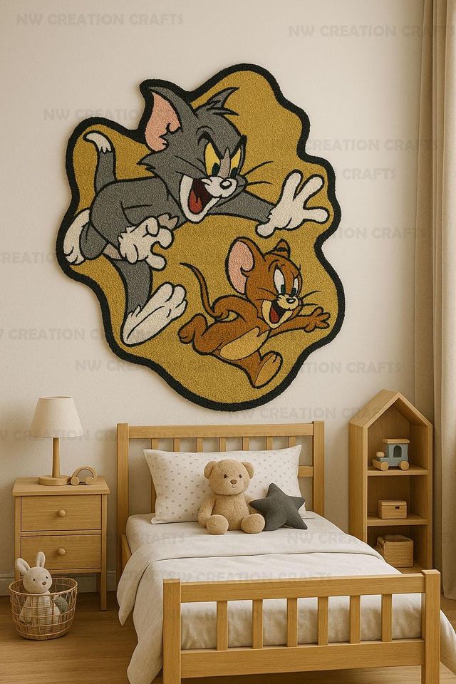 Tom & Jerry Plush Rug: Hand-Tufted Wool Cartoon Art