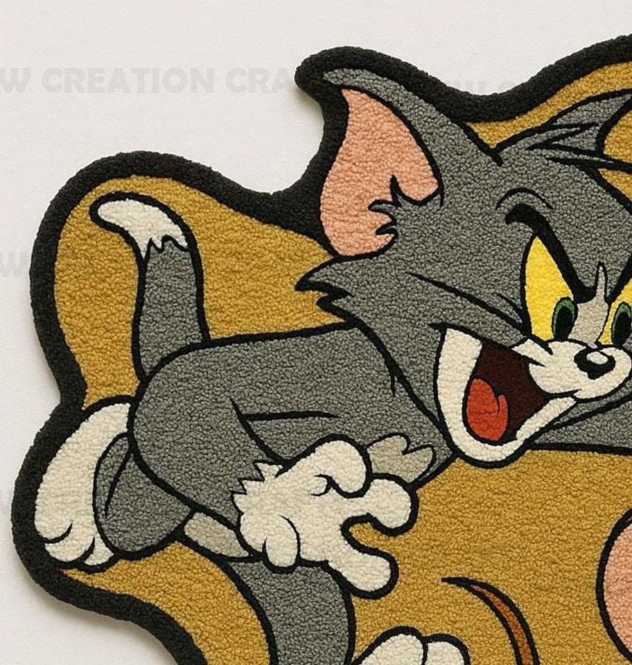 Tom & Jerry Plush Rug: Hand-Tufted Wool Cartoon Art