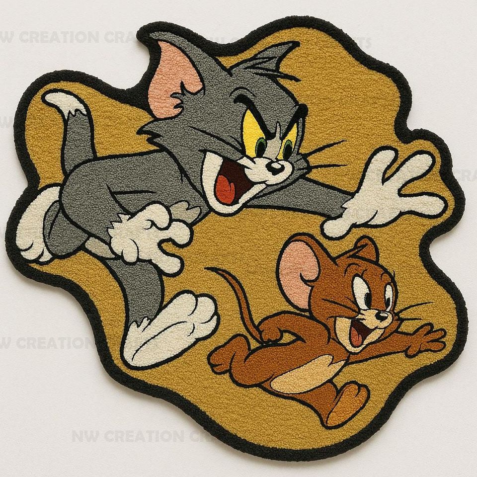 Tom & Jerry Plush Rug: Hand-Tufted Wool Cartoon Art