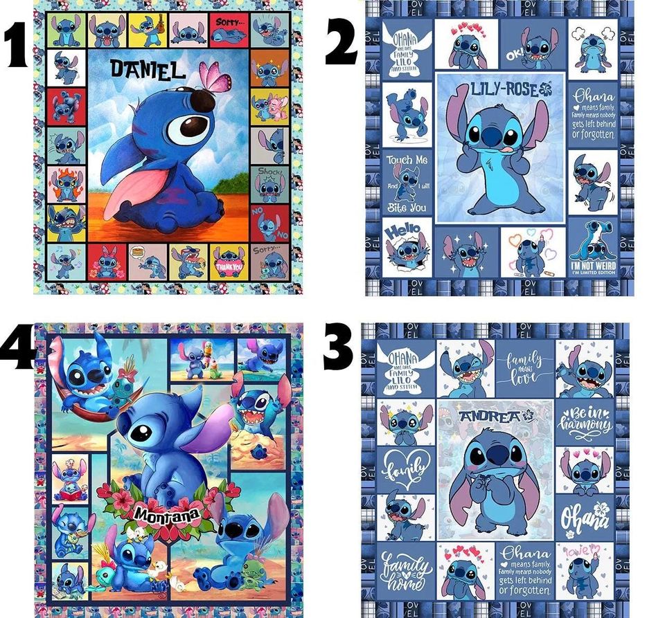 Personalized Lilo & Stitch Quilt Blanket: Custom Name
