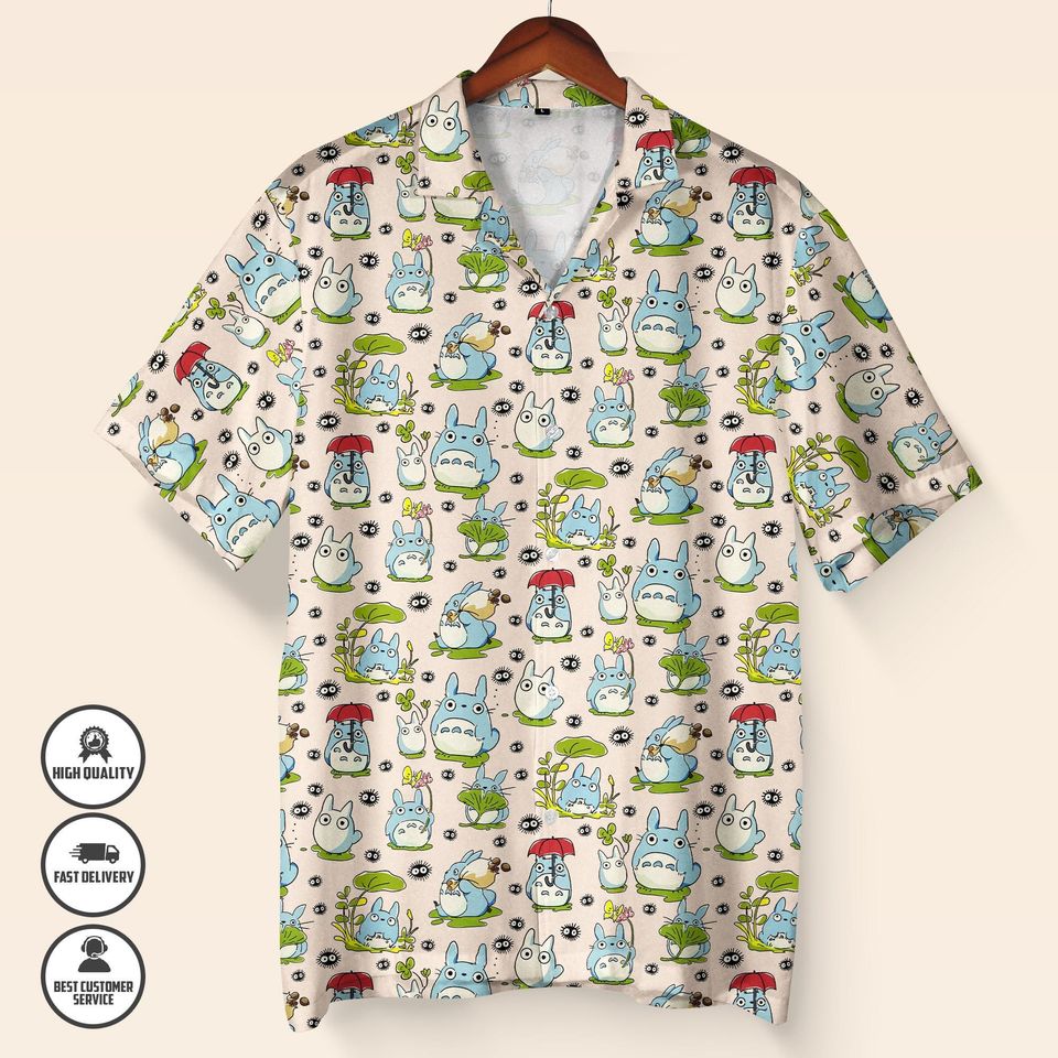 Totoro Hawaiian Shirt  Ghibli Studio Summer Shirt  My Neighbor Button Up Shirt  Cute Anime Streetwear  Hawaii Set  Anime Lover Gift