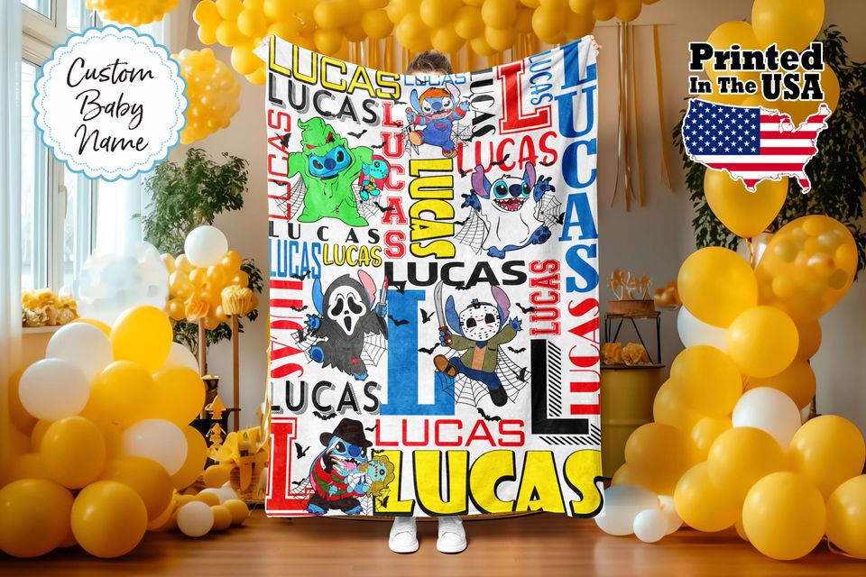 Custom Cartoon Blanket, Horror Blanket, Personalized Cartoon Blanket, Baby Blanket, Birthday Gift, Custom Name Blanket, Monogram Blanket