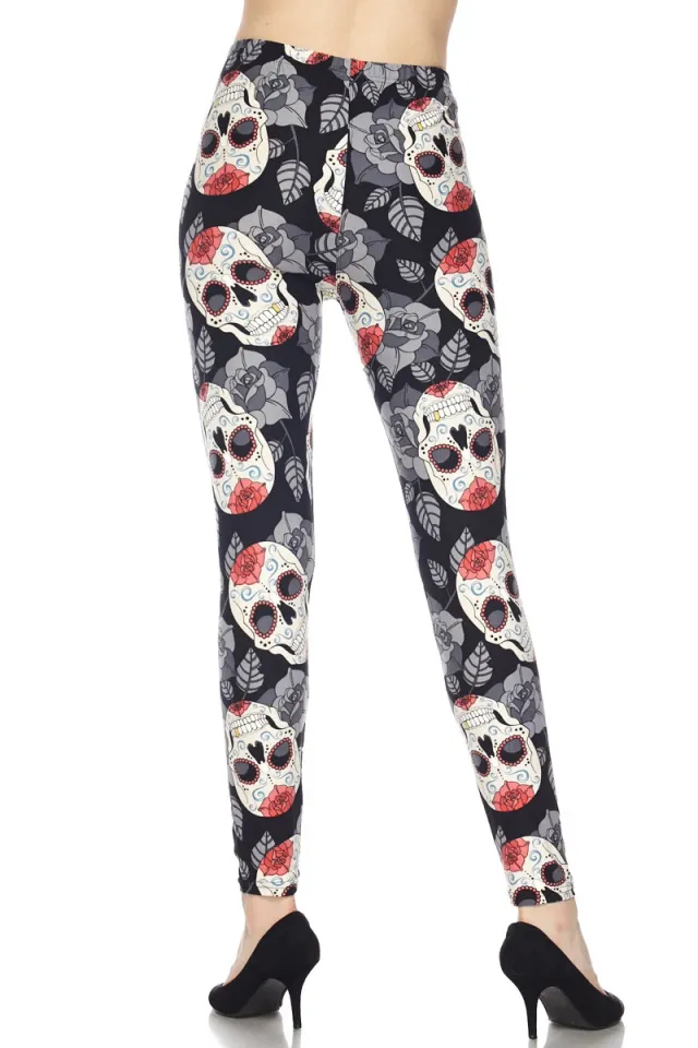 Buttery Soft Rosette Sugar Skull Leggings