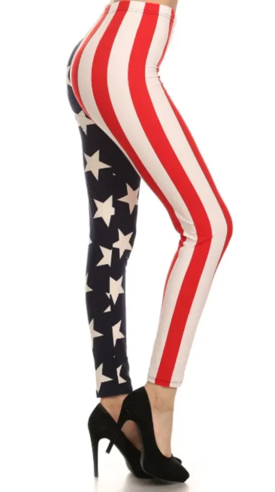 Buttery Soft Split USA Flag Leggings