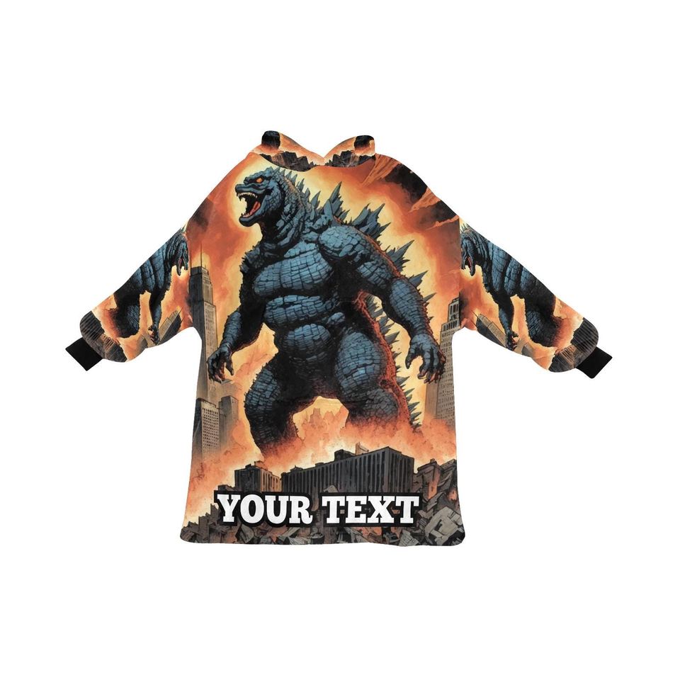 god zilla Kids Hoodie Blanket Gift Personalized Hooded Blankets Gojira