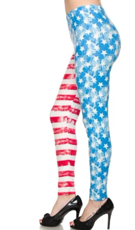 Buttery Soft Vintage Pastel USA Flag Leggings