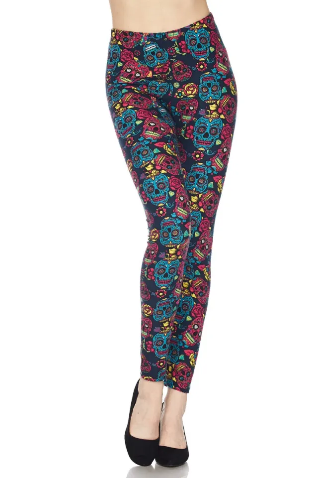 Buttery Soft Red and Blue Sugar Skull Leggings