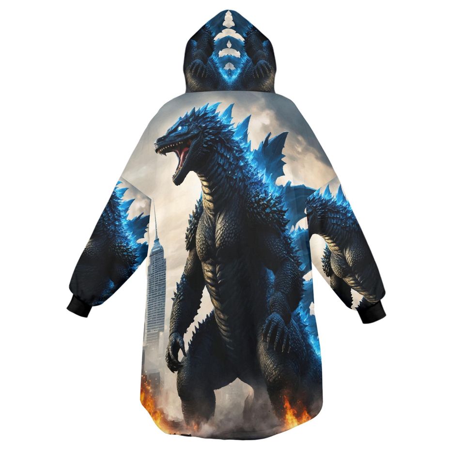 god zilla Blanket Hoodie Retro Kaiju Comics, Personalized Fleece