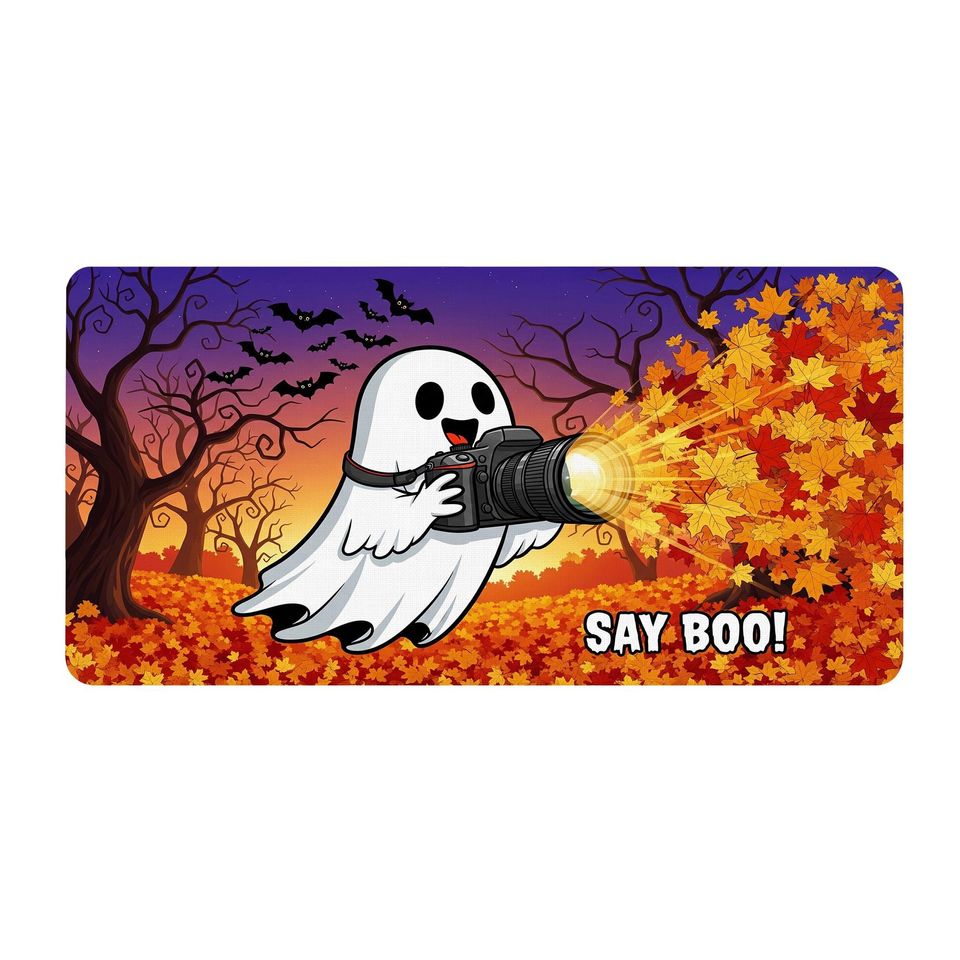 Funny Ghost Desk Mat: Spooky Halloween Office Decor