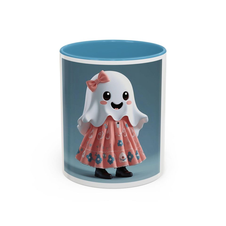 Cute Ghost Coffee Mug, Whimsical Halloween Mug, Fun Gift for Kids & Adults, Spooky Decor, Tea Cup, Accent Mug