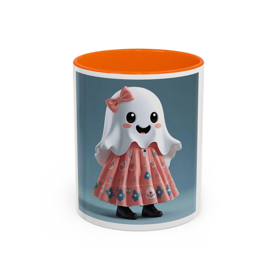 Cute Ghost Coffee Mug, Whimsical Halloween Mug, Fun Gift for Kids & Adults, Spooky Decor, Tea Cup, Accent Mug
