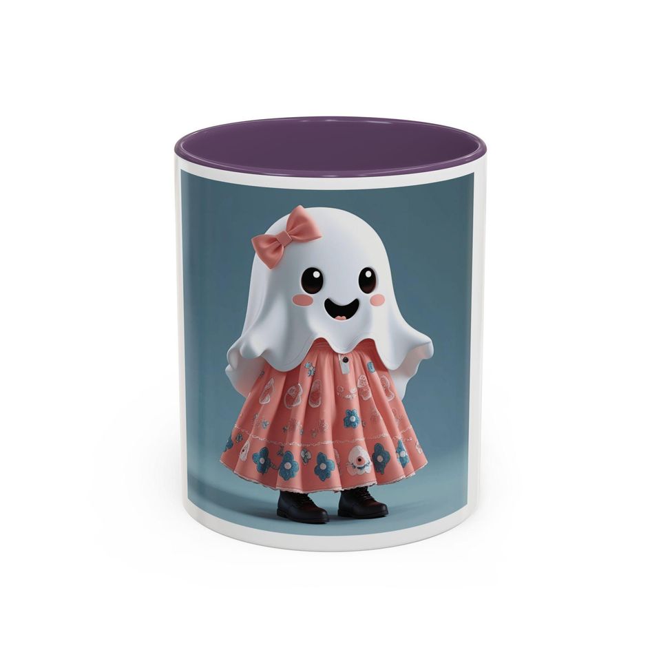 Cute Ghost Coffee Mug, Whimsical Halloween Mug, Fun Gift for Kids & Adults, Spooky Decor, Tea Cup, Accent Mug