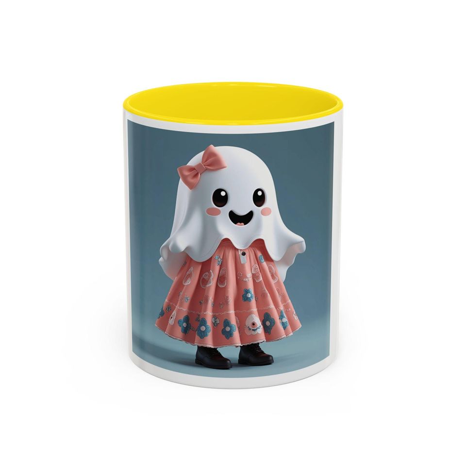 Cute Ghost Coffee Mug, Whimsical Halloween Mug, Fun Gift for Kids & Adults, Spooky Decor, Tea Cup, Accent Mug