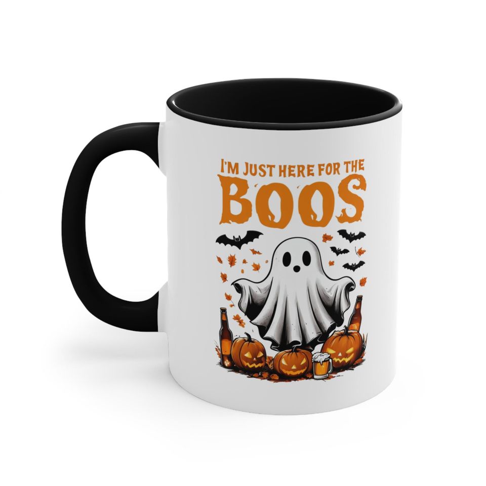 Halloween Accent Mug: Spooky Ghost & Pumpkin Decor