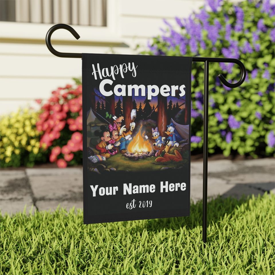 Disney Happy Campers Camping Flag - Garden Flag Custom