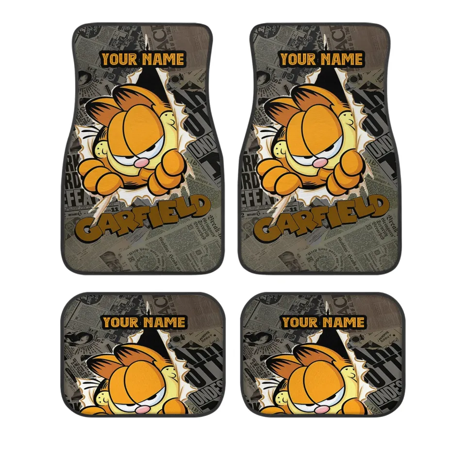 Garfield Car Floor Mats Set, 4 pcs, Universal Fit, Cartoon Auto Interior Accessories