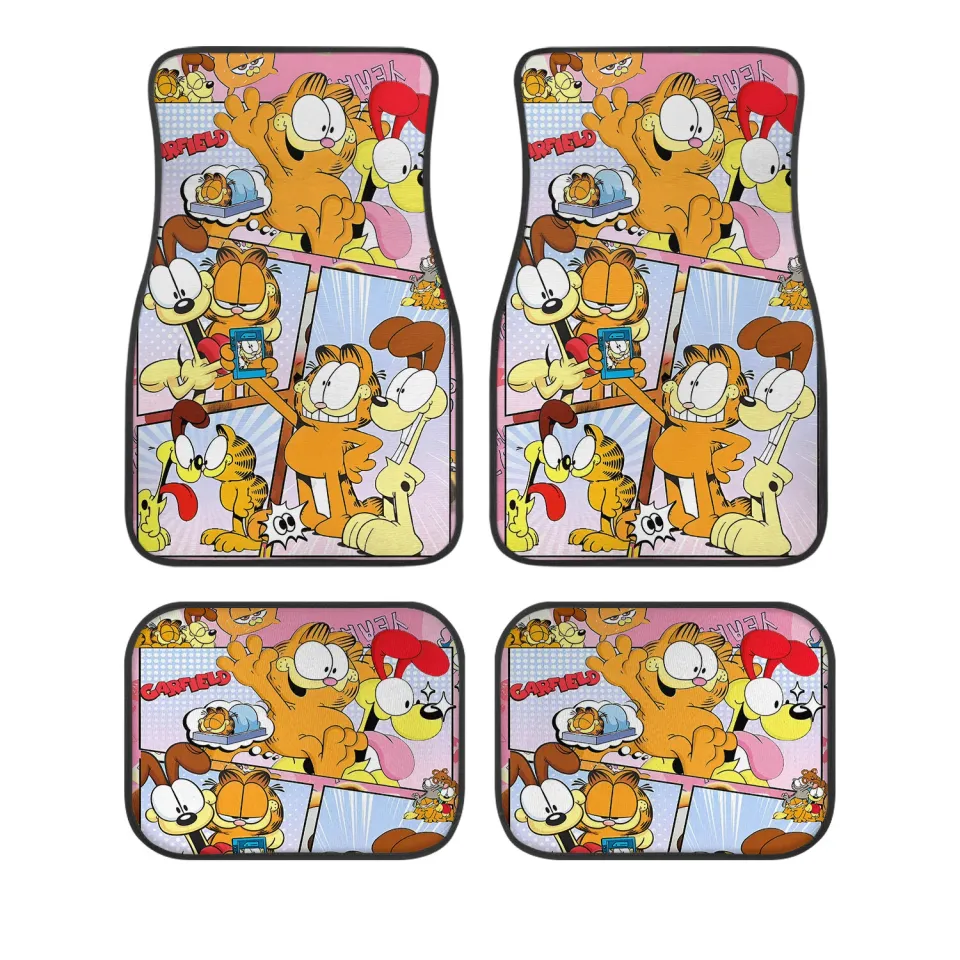 Garfield Car Floor Mats 4PCS Universal Fit Cartoon Auto Interior Set