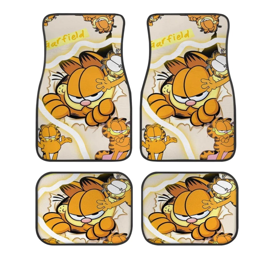Garfield Car Floor Mats, Cartoon Cat Auto Accessories, Funny Comic Gift for Car Enthusiasts