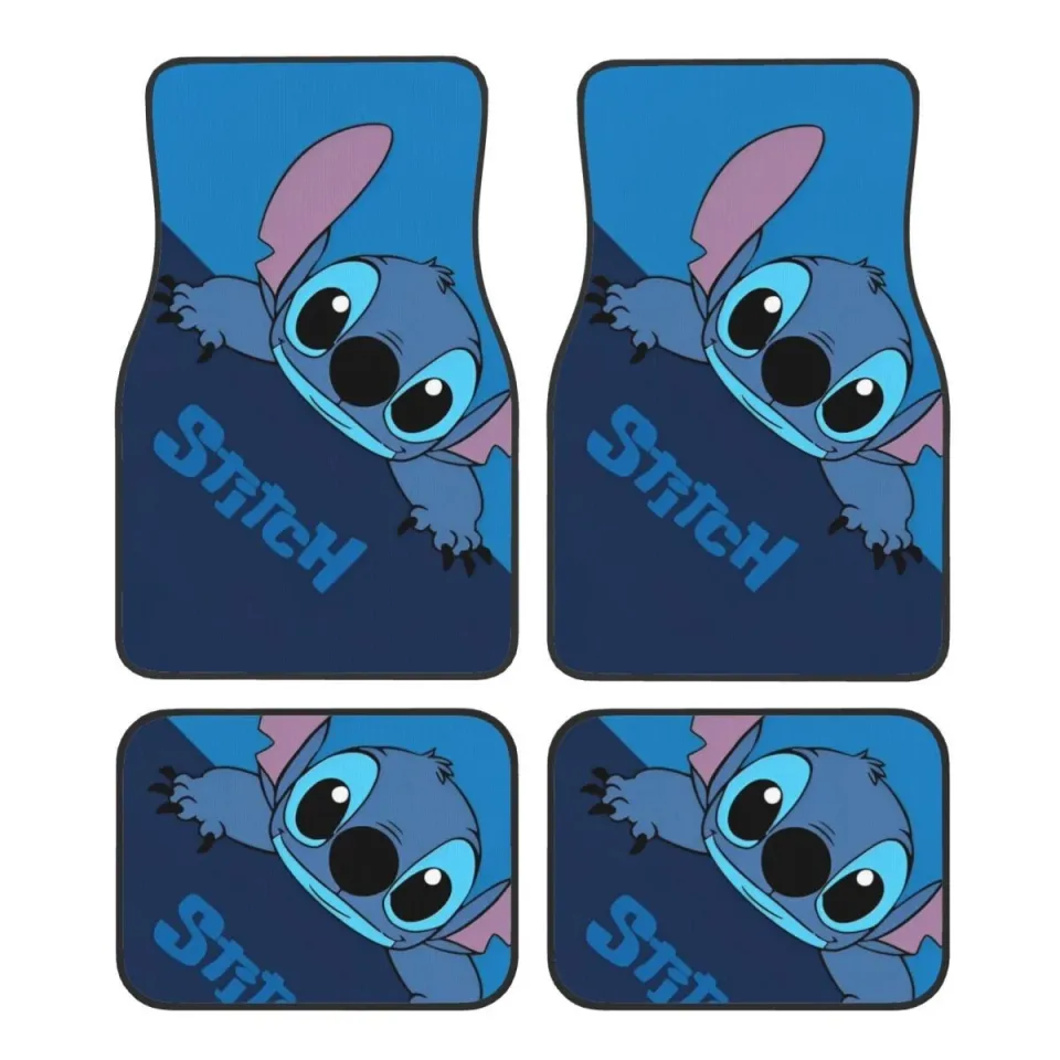 Disney Stitch Car Floor Mats Set - Blue Cartoon Interior