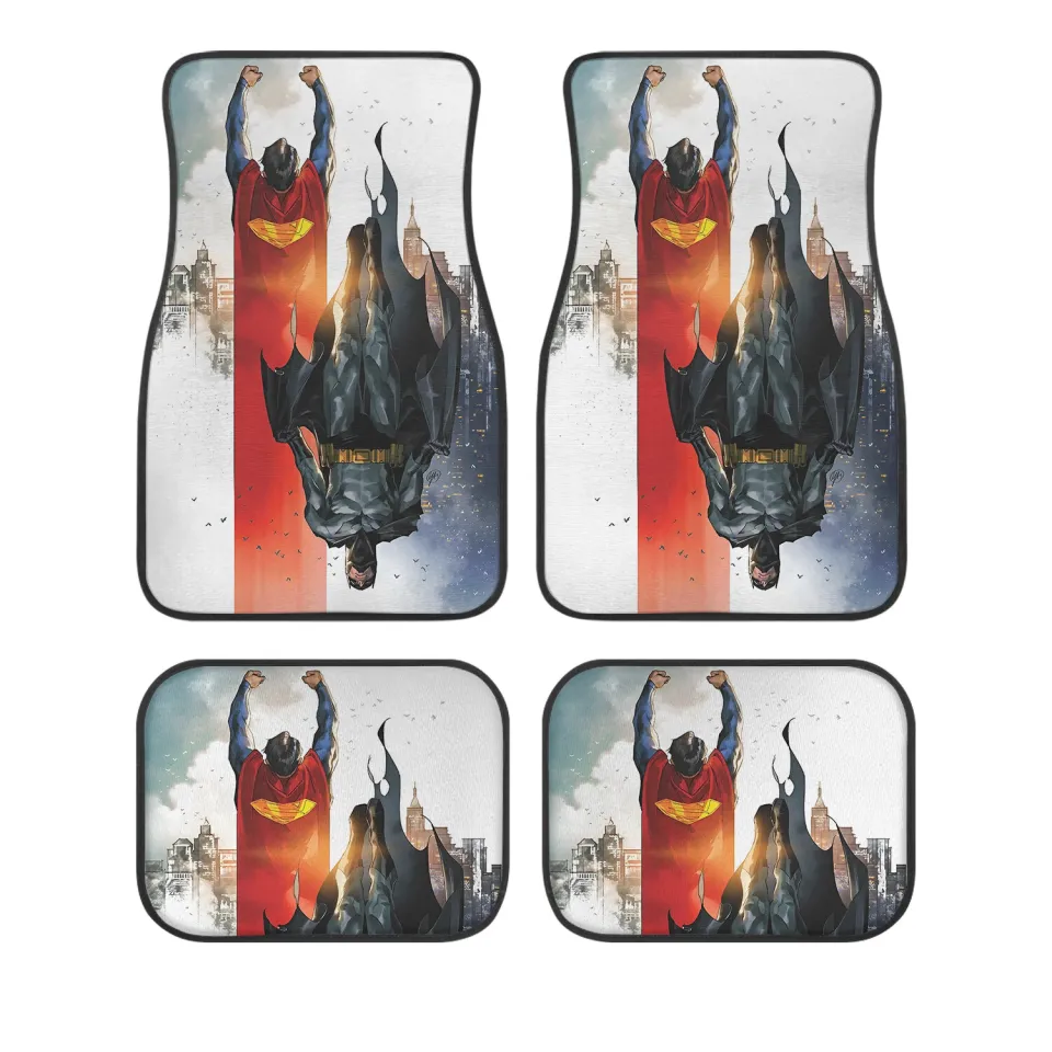 Batman Superman Car Floor Mats 4-Piece Set for Auto Interior