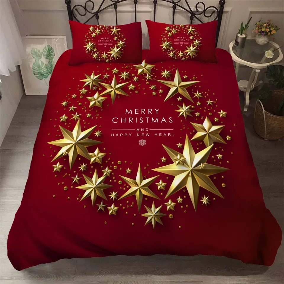 3D Christmas Star Quilt Cover Set Bedding Sets Pillowcases
