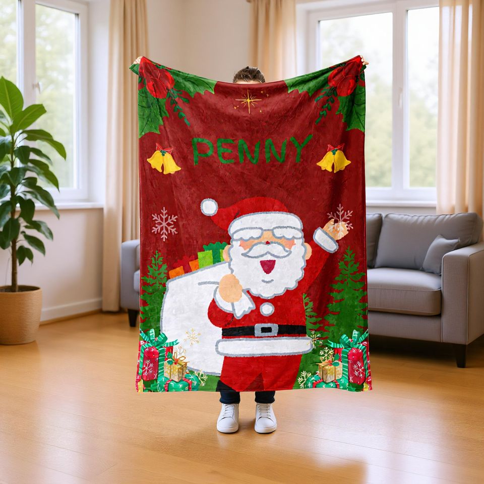 Christmas Blanket Personalized with Name  Unique Holiday Gift Throw