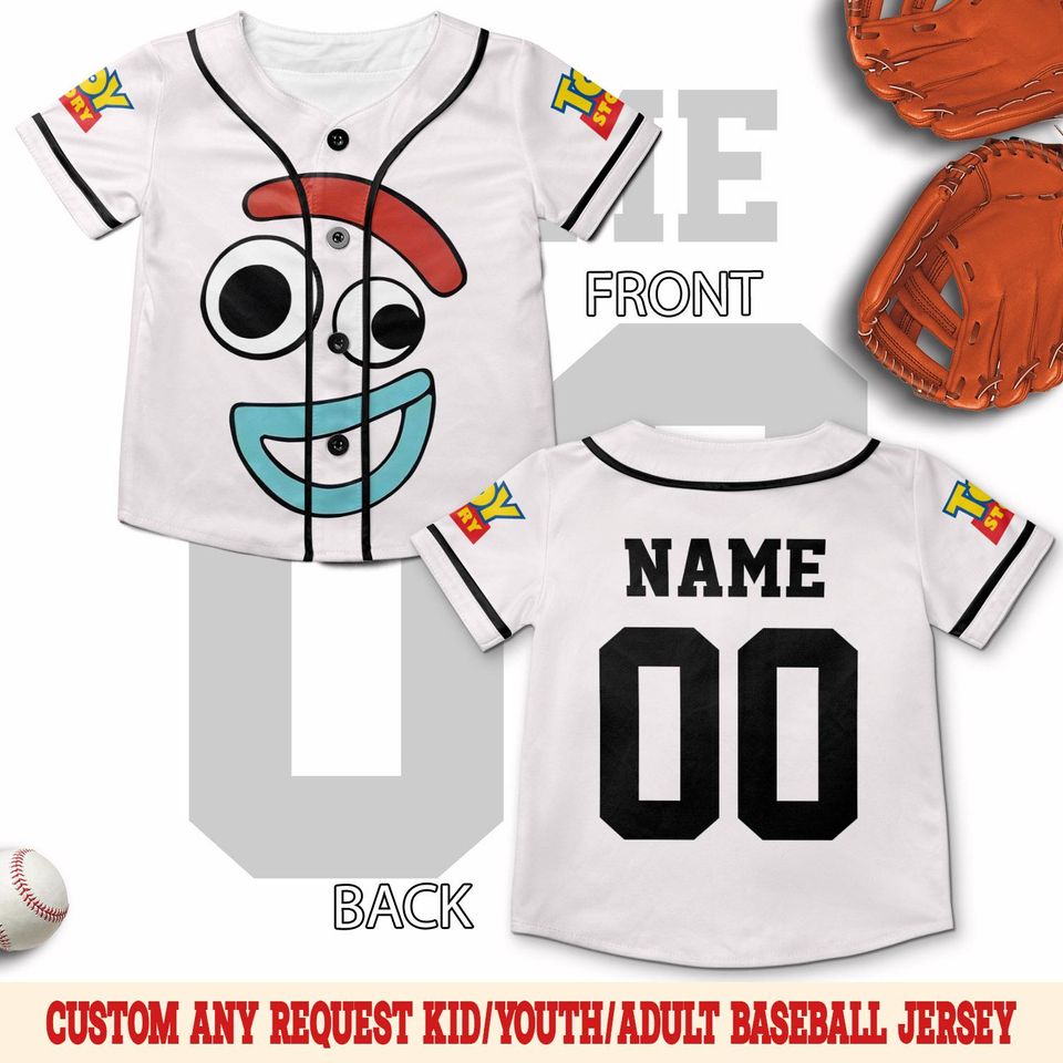 Forky Halloween Costume Baseball Jersey, Forky Halloween Group, Forky Emotion Face Jersey