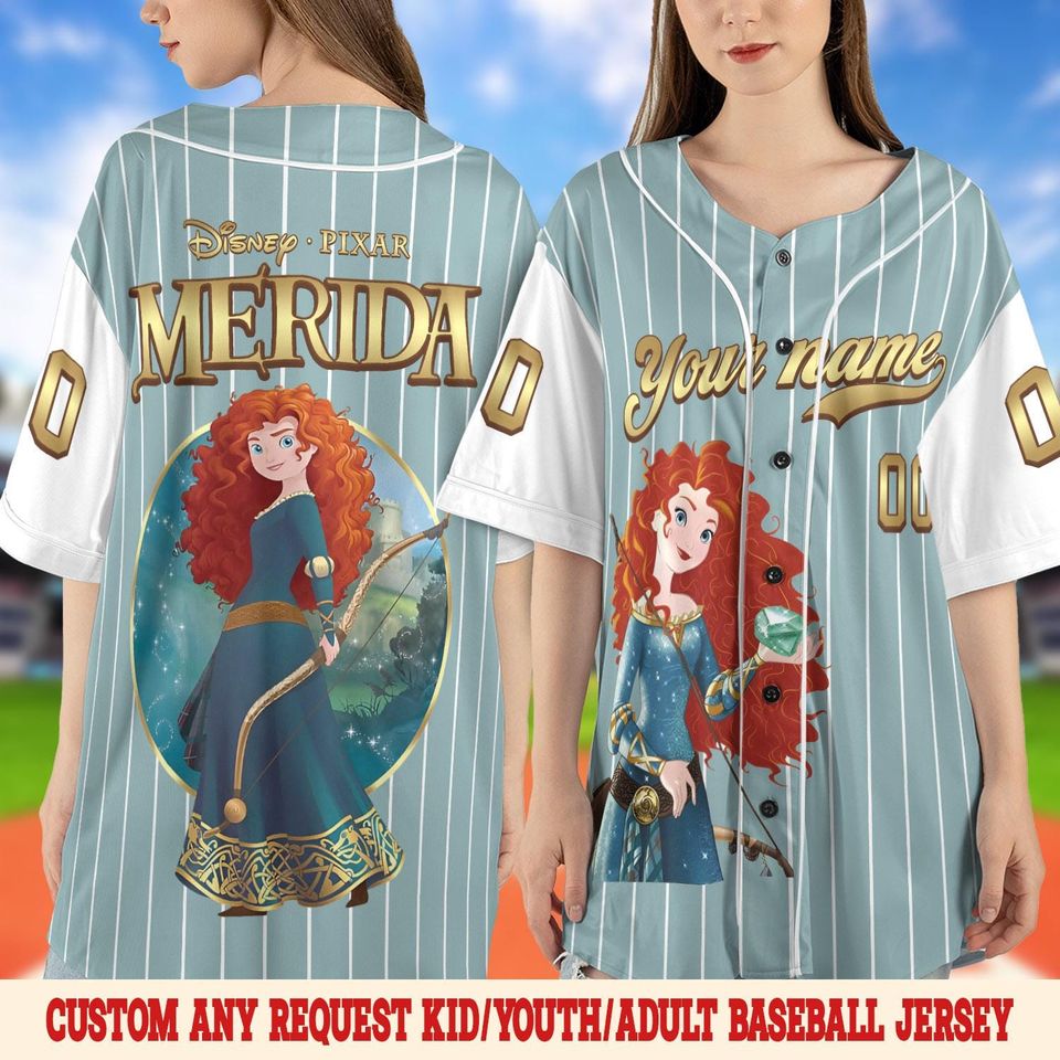 Personalized Merida Brave Baseball Jersey, Custom Disney Princess Merida Baseball Shirt