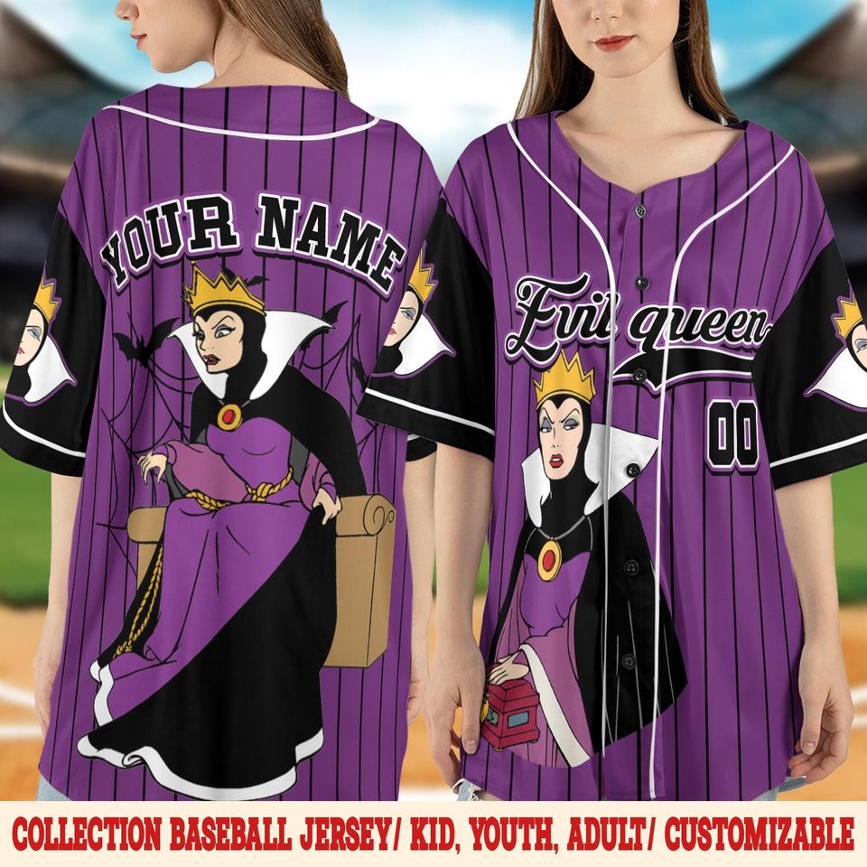 Personalized Disney Snow White Evil Queen Baseball Jersey Custom Evil Queen Jersey