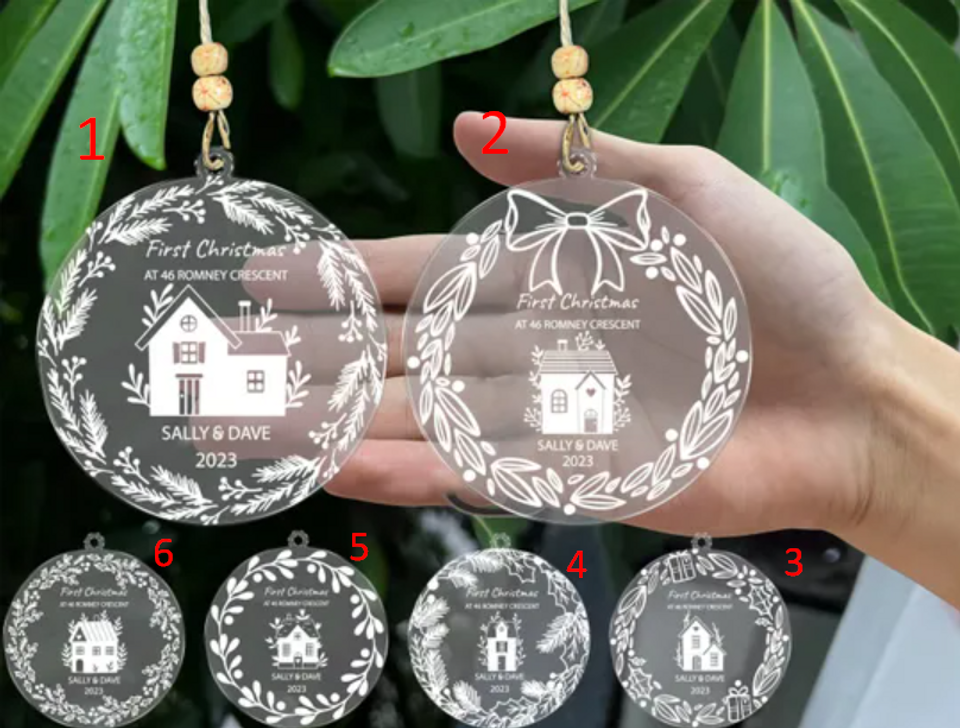 Personalized Tiny House Ornaments  Bundle, Christmas ornament, Acrylic Ornament  , Glowforge