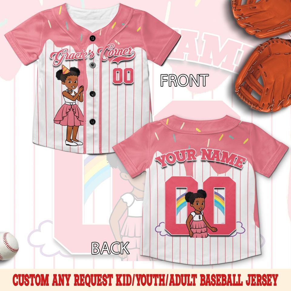 Custom Gracie's Corner Baseball Jersey, Gracie's Corner Baseball Jersey