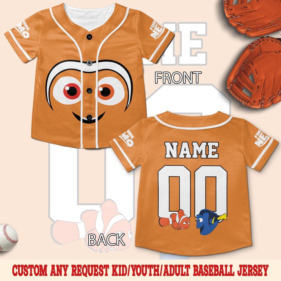 Finding Nemo Baseball Jersey, Personalized Number Name Jersey